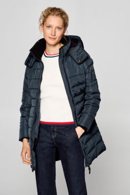 Esprit Quilted coat with a detachable hood at our Online Shop