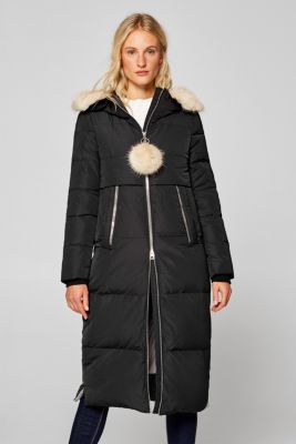 Esprit - Long down coat with fake fur details at our Online Shop