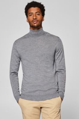 Esprit - 100% wool: Merino polo neck jumper at our Online Shop