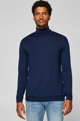 Esprit - 100% wool: Merino polo neck jumper at our Online Shop