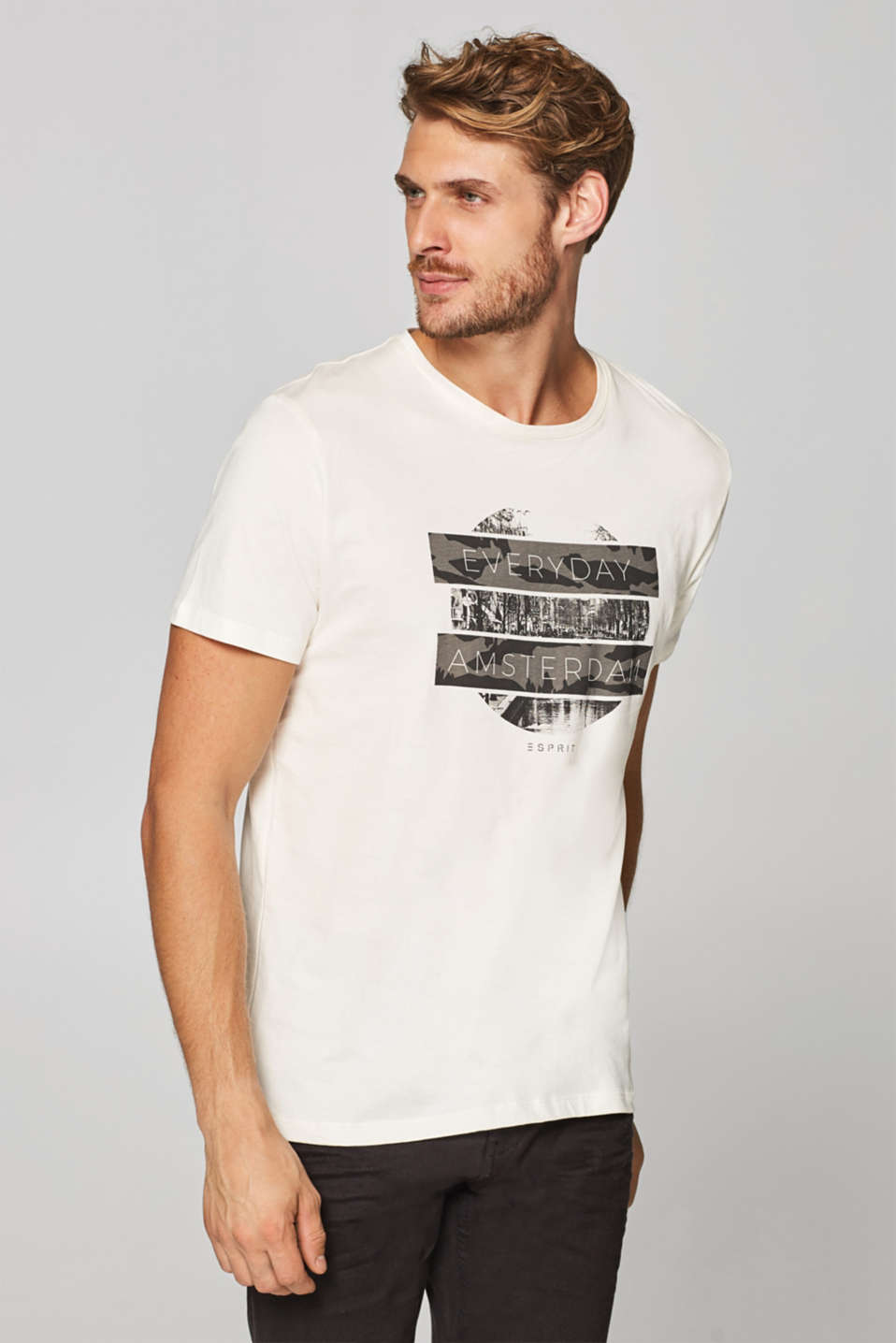 Esprit - Jersey T-shirt with a print, 100% cotton at our Online Shop