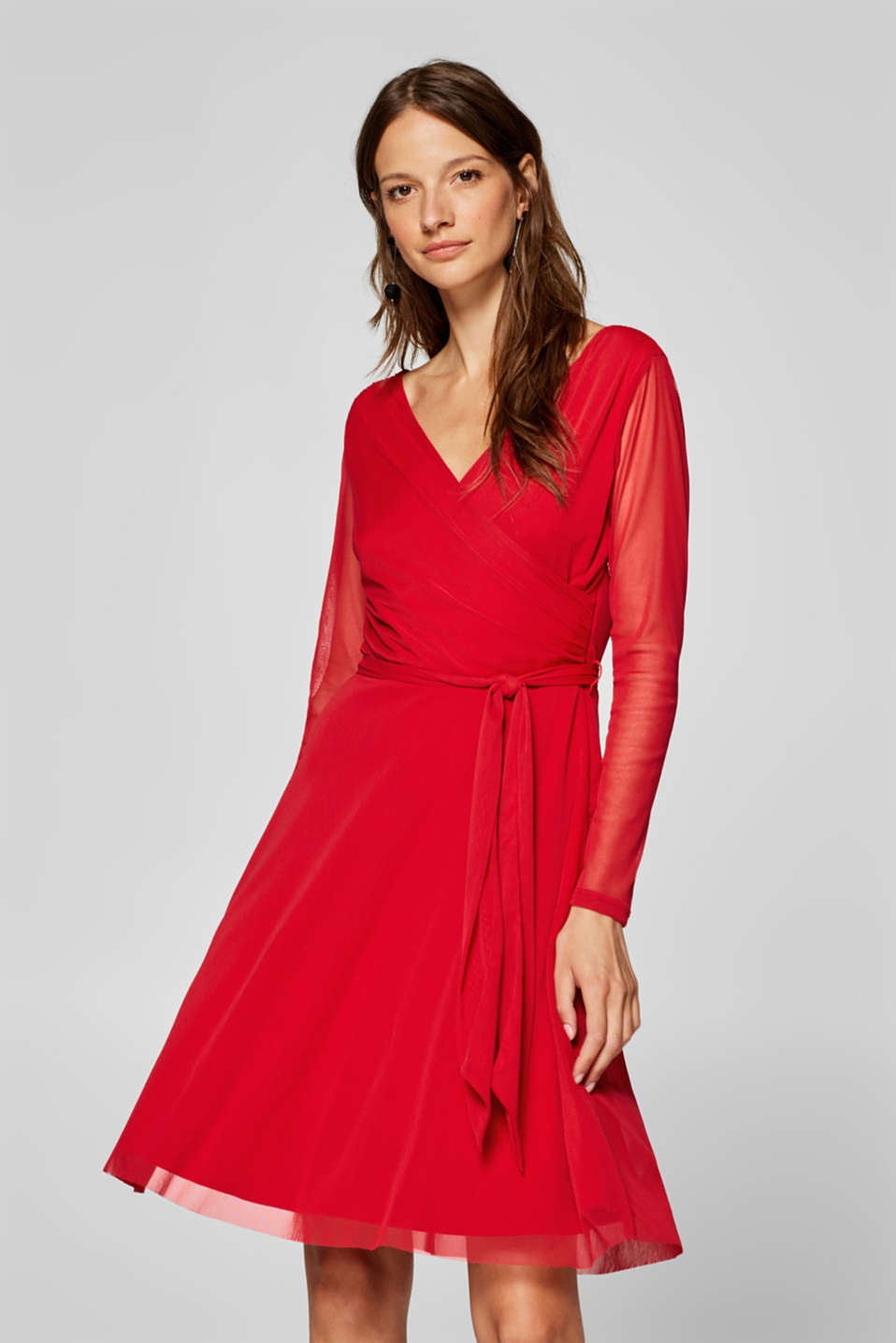 Esprit - Mesh-Kleid mit Wickeleffekt im Online Shop kaufen