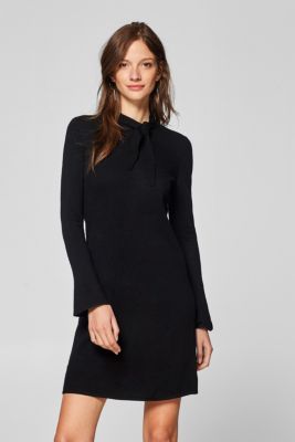 Esprit - Cashmere blend: knit dress with ties at our Online Shop