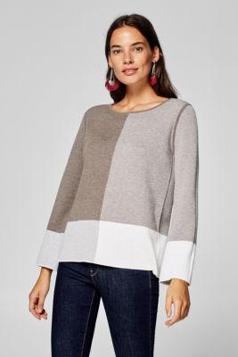 Esprit Colour block jumper with trumpet sleeves at our Online Shop
