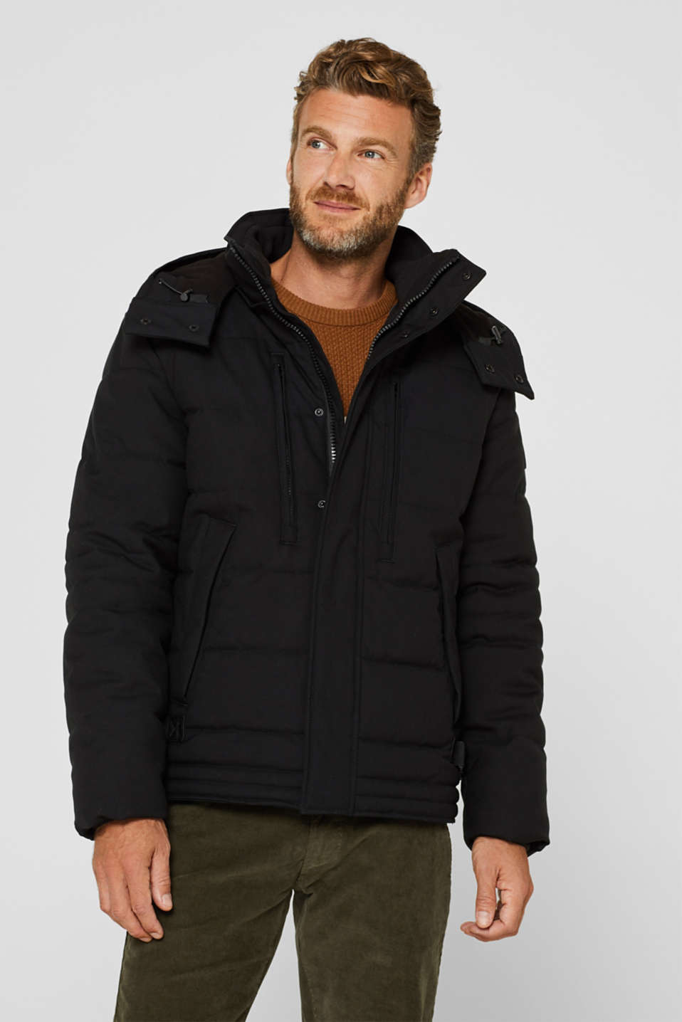 Esprit Padded quilted jacket with an adjustable hood at Esprit Padded quilted jacket with an adjustable hood at