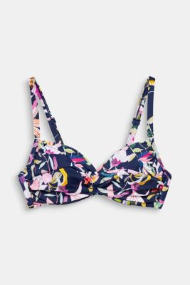 Esprit - Unpadded underwire bikini top with a floral print at our ...