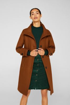 Esprit Made of blended wool Coat with a standup collar at our