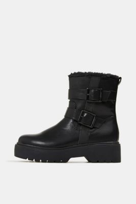 black fur lined biker boots