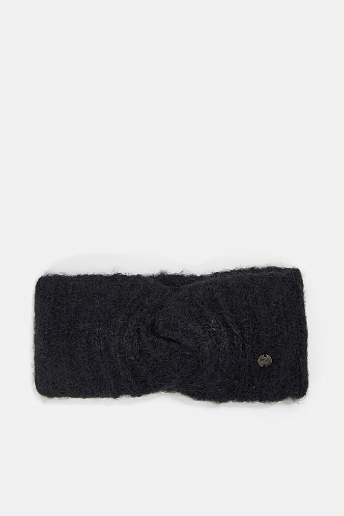 Alpaka-Mix Stirnband mit Knotendetail, BLACK, detail image number 0
