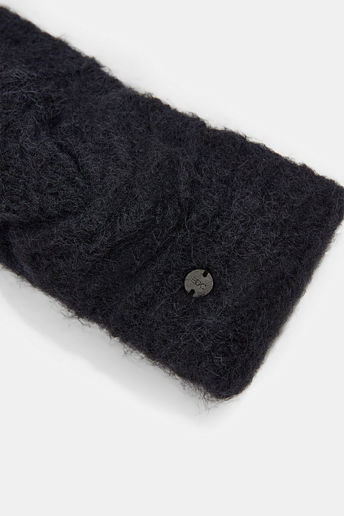 Alpaka-Mix Stirnband mit Knotendetail, BLACK, detail image number 1