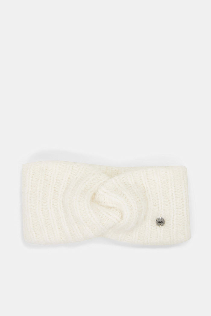 Alpaka-Mix Stirnband mit Knotendetail, OFF WHITE, detail image number 0