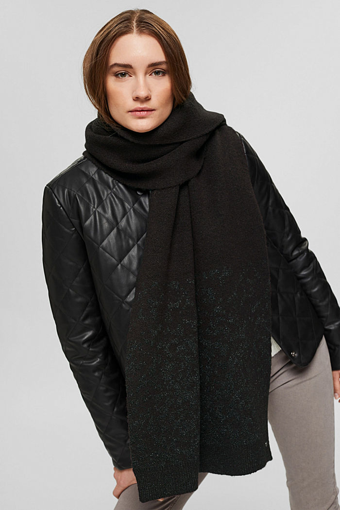 Gerecycled: gebreide sjaal met glitter, BLACK, detail image number 1
