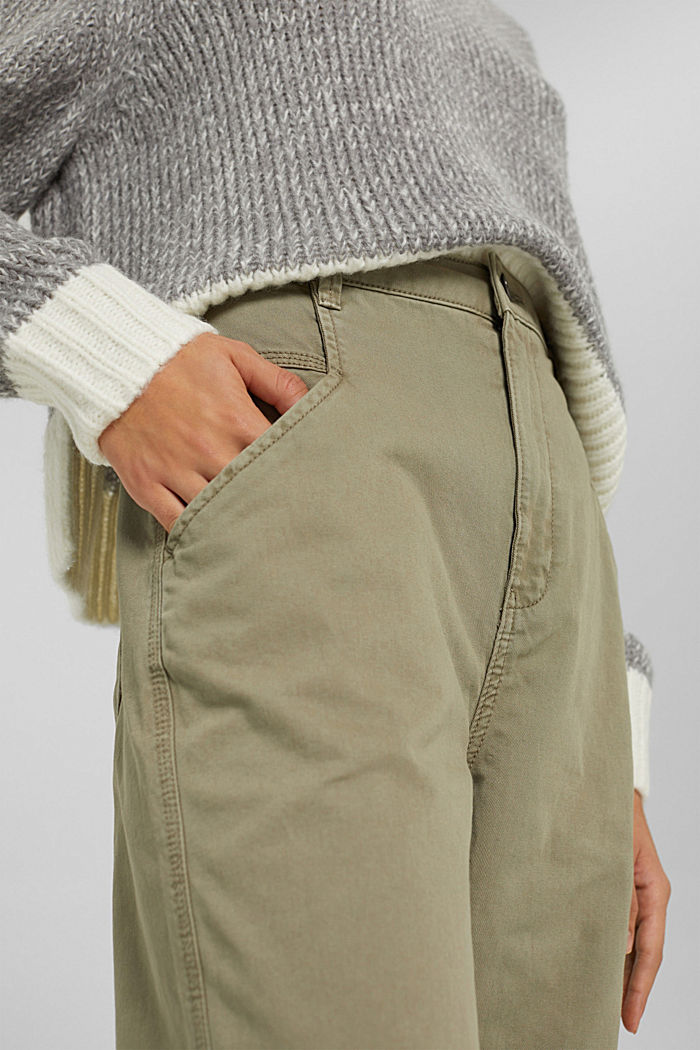 Pantalon taille haute, coton biologique, LIGHT KHAKI, detail image number 2