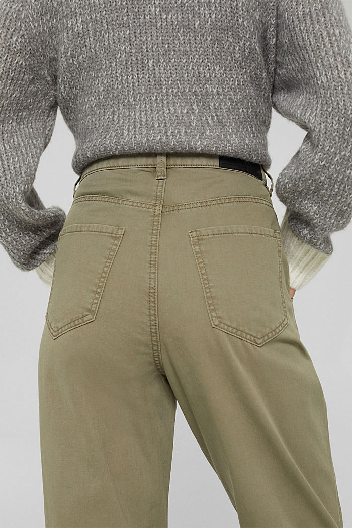 Pantalon taille haute, coton biologique, LIGHT KHAKI, detail image number 5