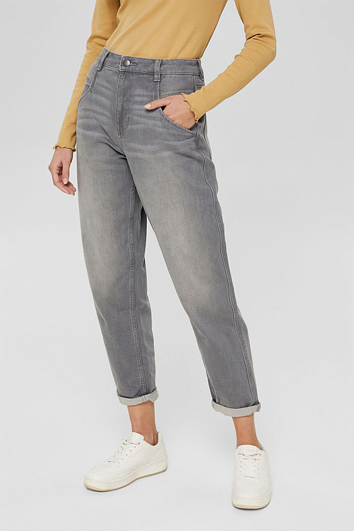 Modieuze jeans met stretch van biologisch katoen, GREY MEDIUM WASHED, detail image number 0