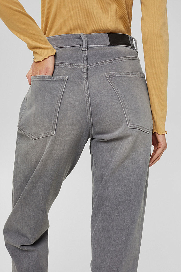 Modieuze jeans met stretch van biologisch katoen, GREY MEDIUM WASHED, detail image number 2
