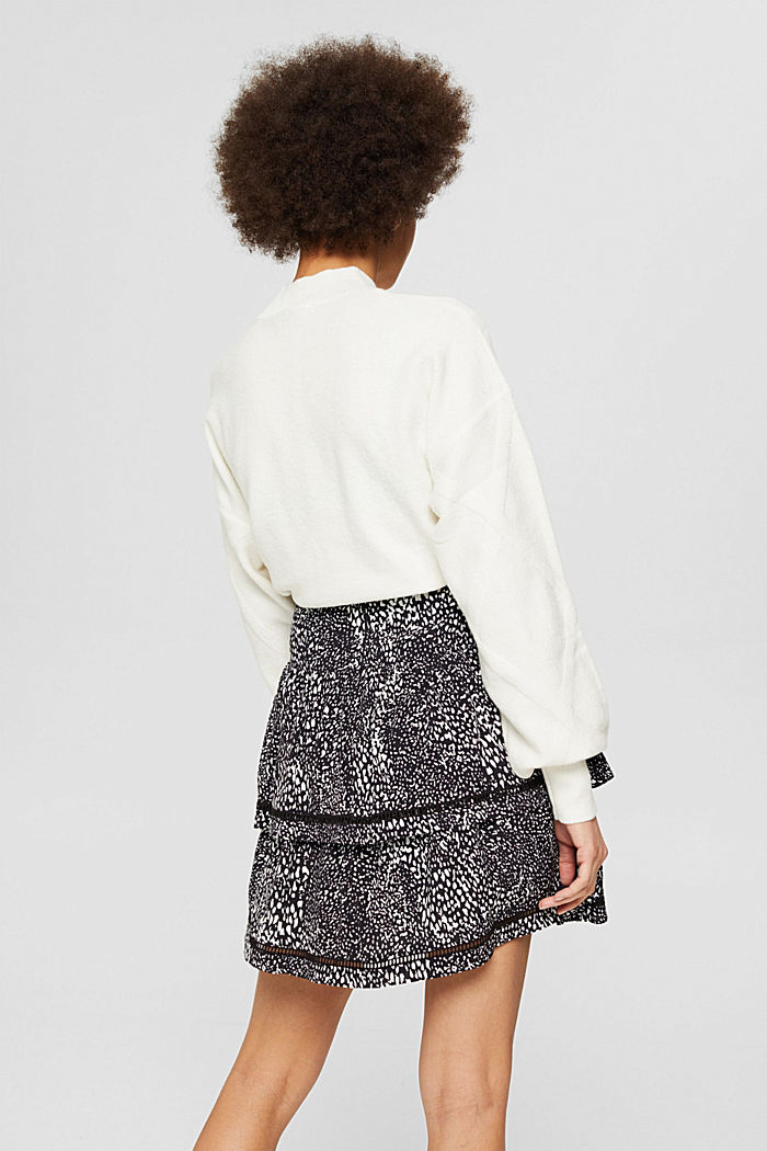 Flounce skirt with a pattern, LENZING™ ECOVERO, BLACK, detail image number 3