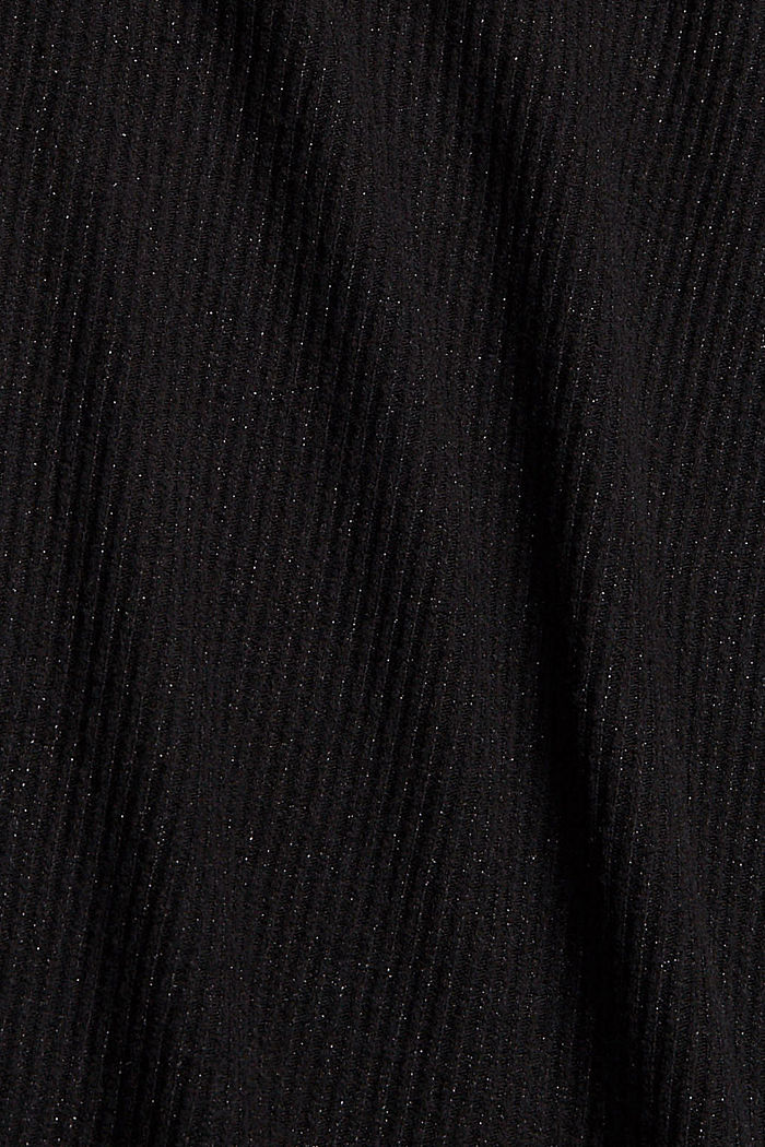 Gerecycled: ribgebreide jurk met glitter, BLACK, detail image number 4
