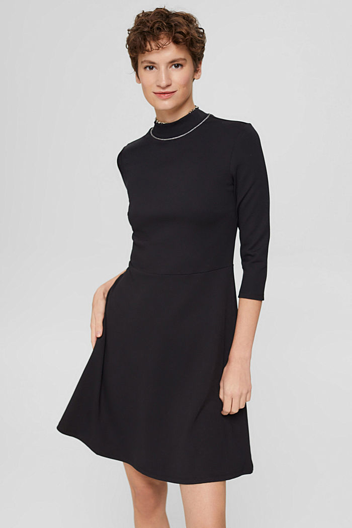 Mini-jurk van puntojersey, LENZING™ ECOVERO™, BLACK, detail image number 0