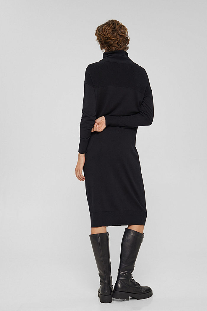 Gebreide jurk van organic cotton, BLACK, detail image number 2