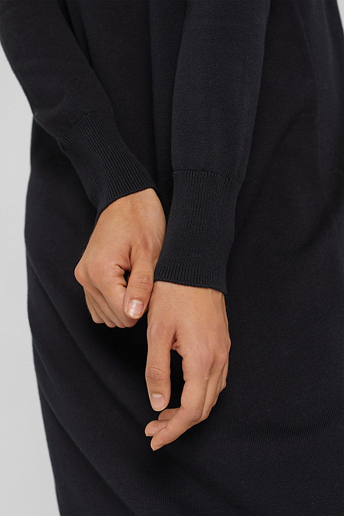 Vestido de punto con algodón ecológico, BLACK, detail image number 3