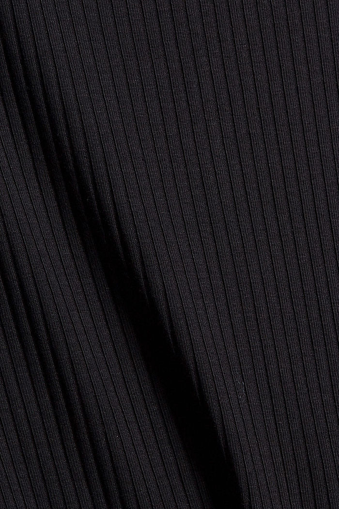 Geripptes Midikleid aus Bio-Baumwolle, BLACK, detail image number 5
