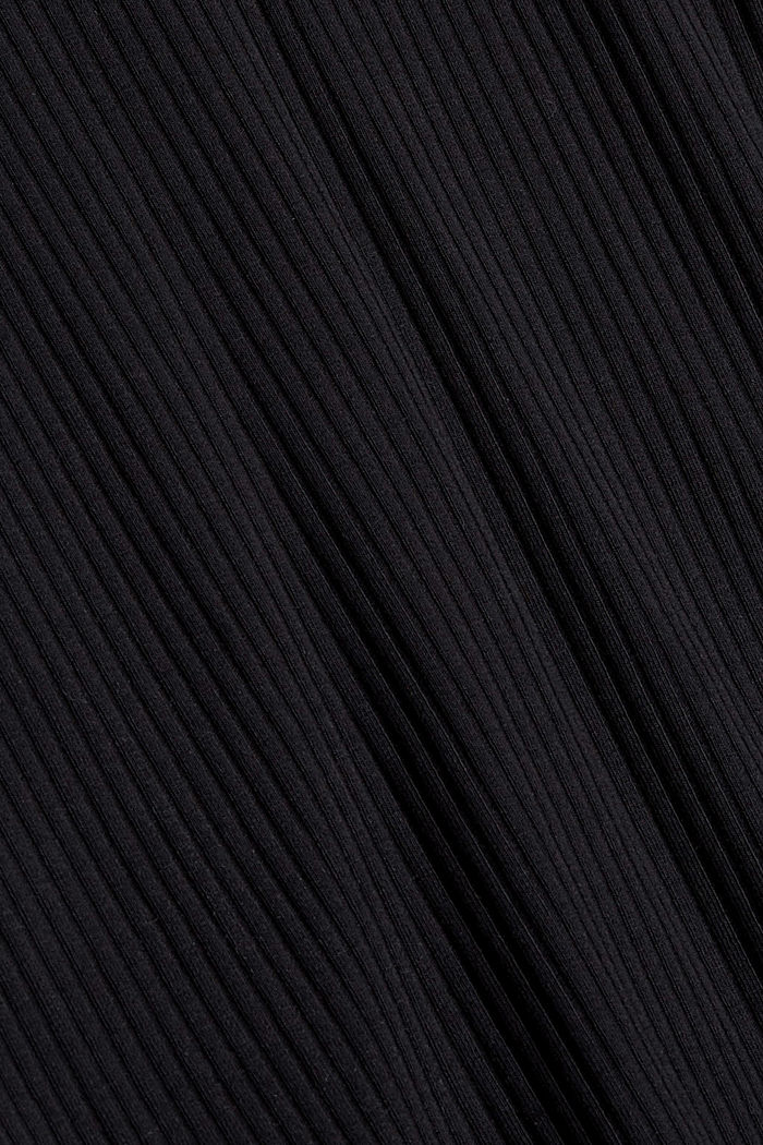 Sukienka z prążkowanej dzianiny z bawełnianego dżerseju, BLACK, detail image number 4