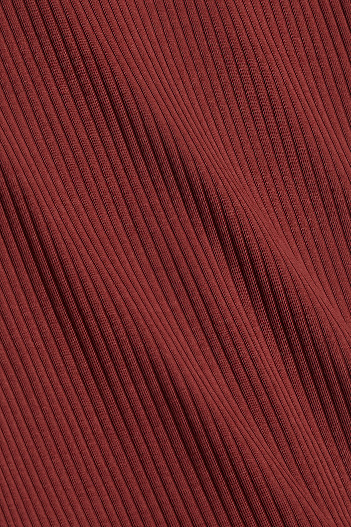 Ribgebreide jurk van katoenen jersey, GARNET RED, detail image number 4