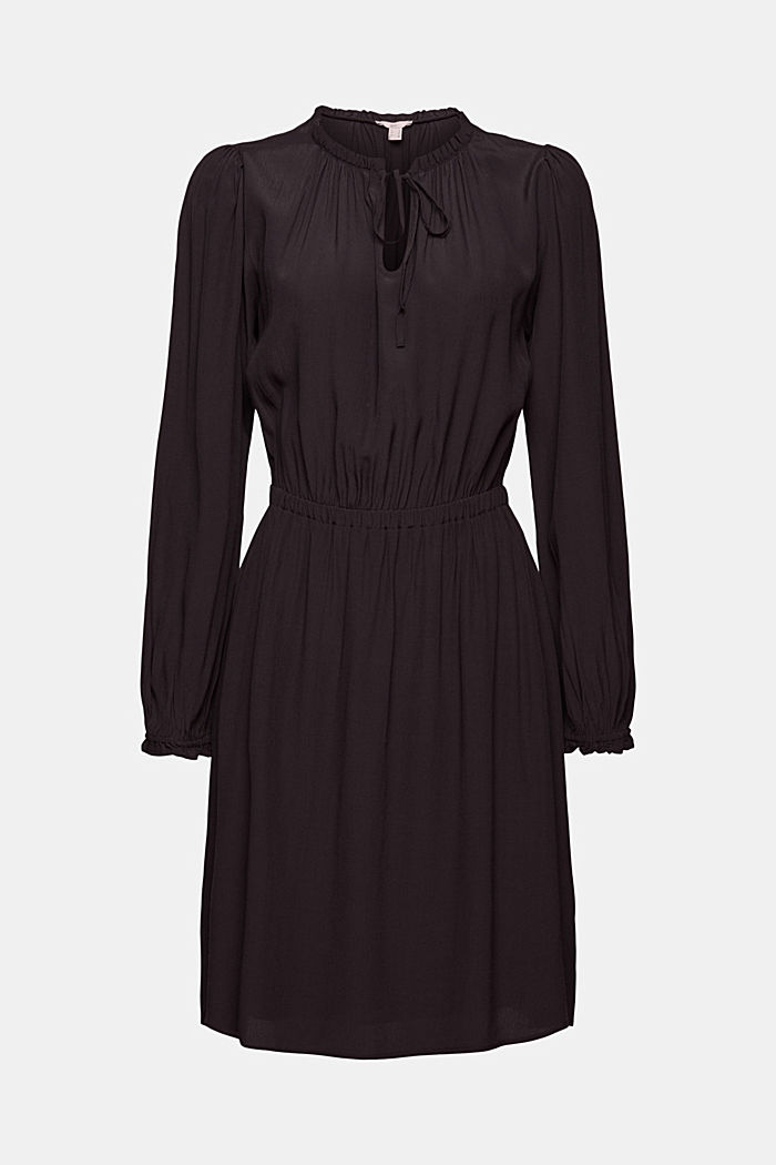 Kleid mit Rüschen aus LENZING™ ECOVERO™, BLACK, detail image number 6