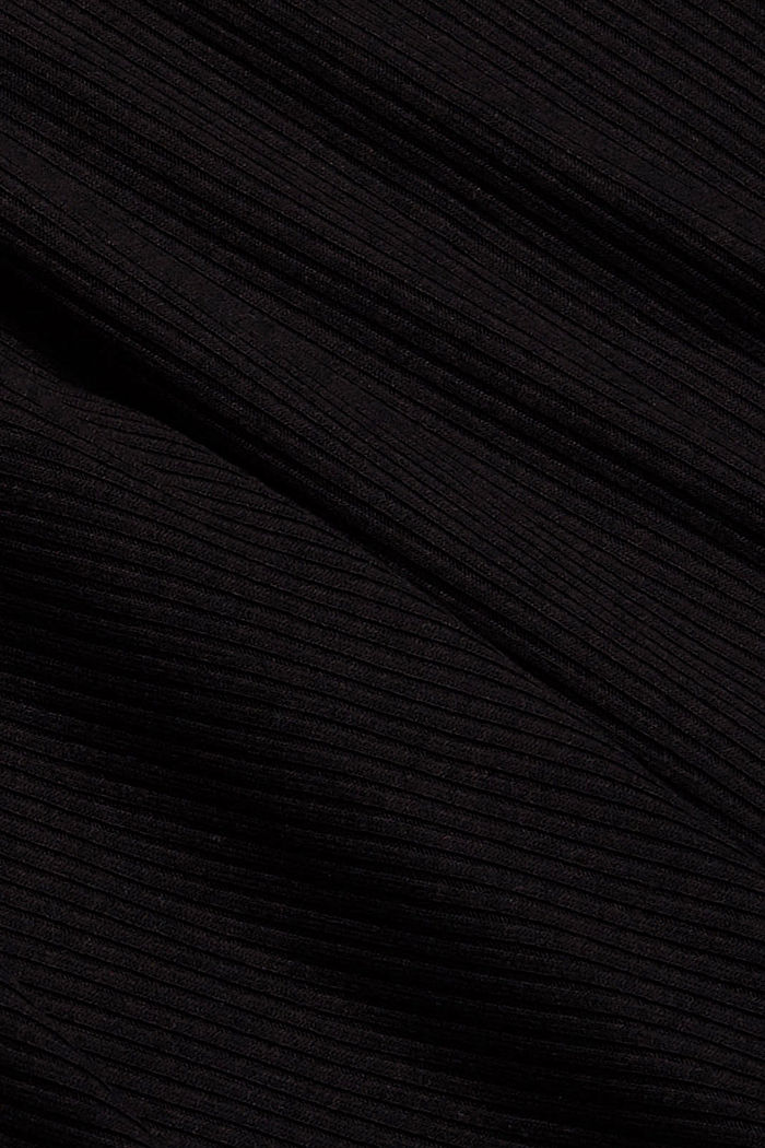 Ribgebreide jurk met wikkellook, BLACK, detail image number 4