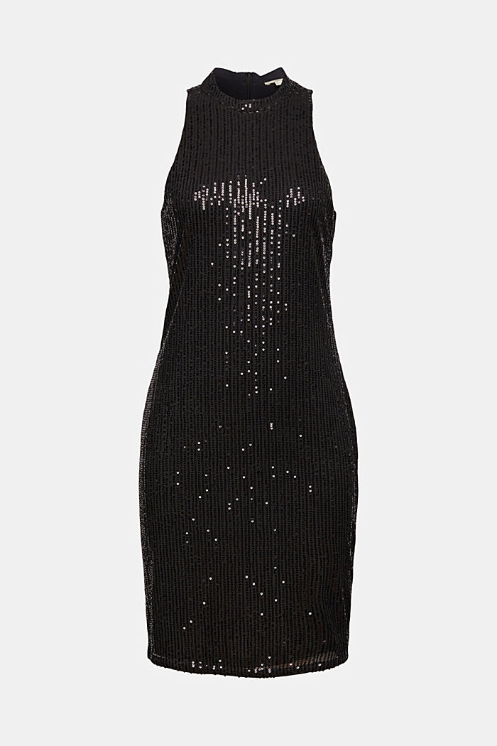 Mini-jurk met pailletjes, BLACK, overview