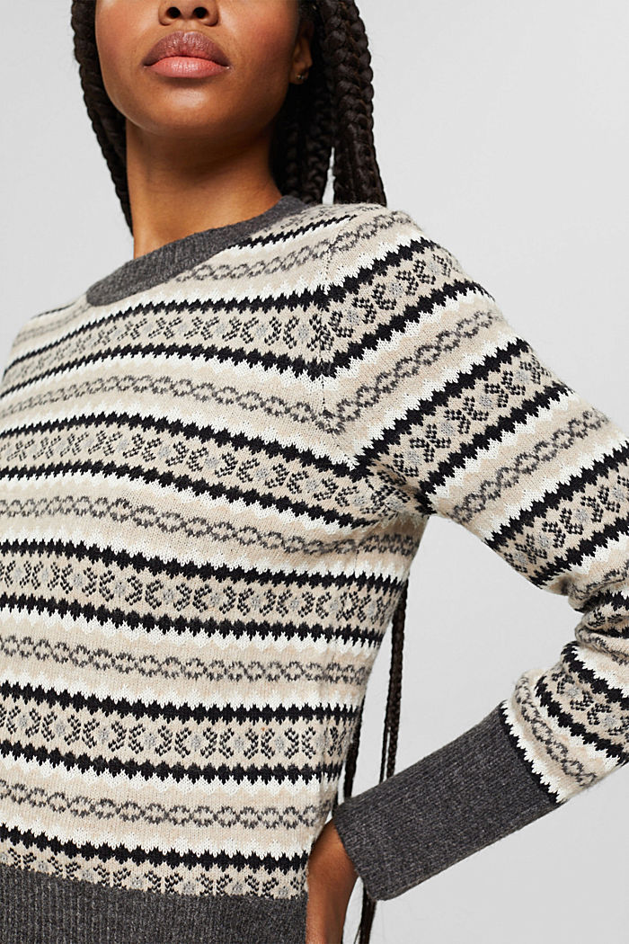 Z wełną: Sweter z norweskim wzorem, GREY, detail image number 2
