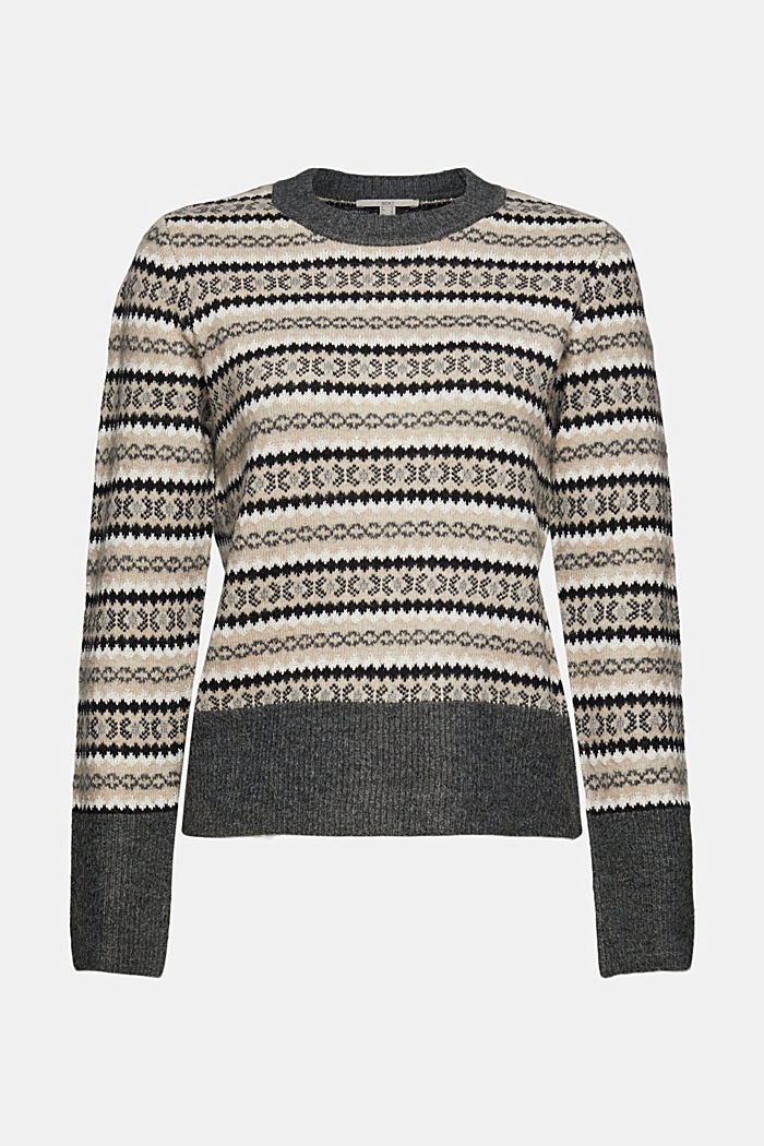 Z wełną: Sweter z norweskim wzorem, GREY, overview