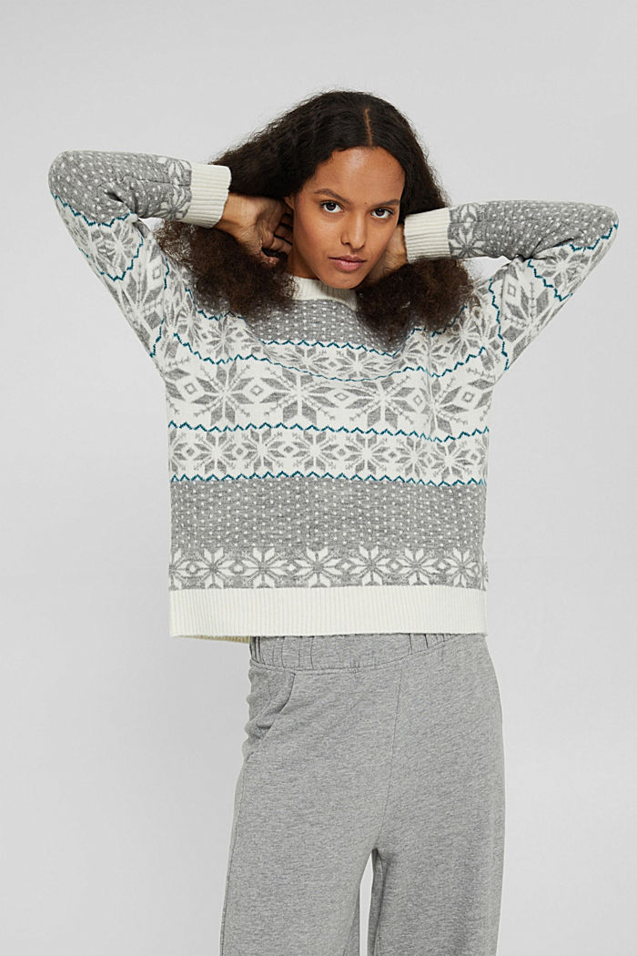 Con lana: Jersey con diseño noruego, GREY, detail image number 0