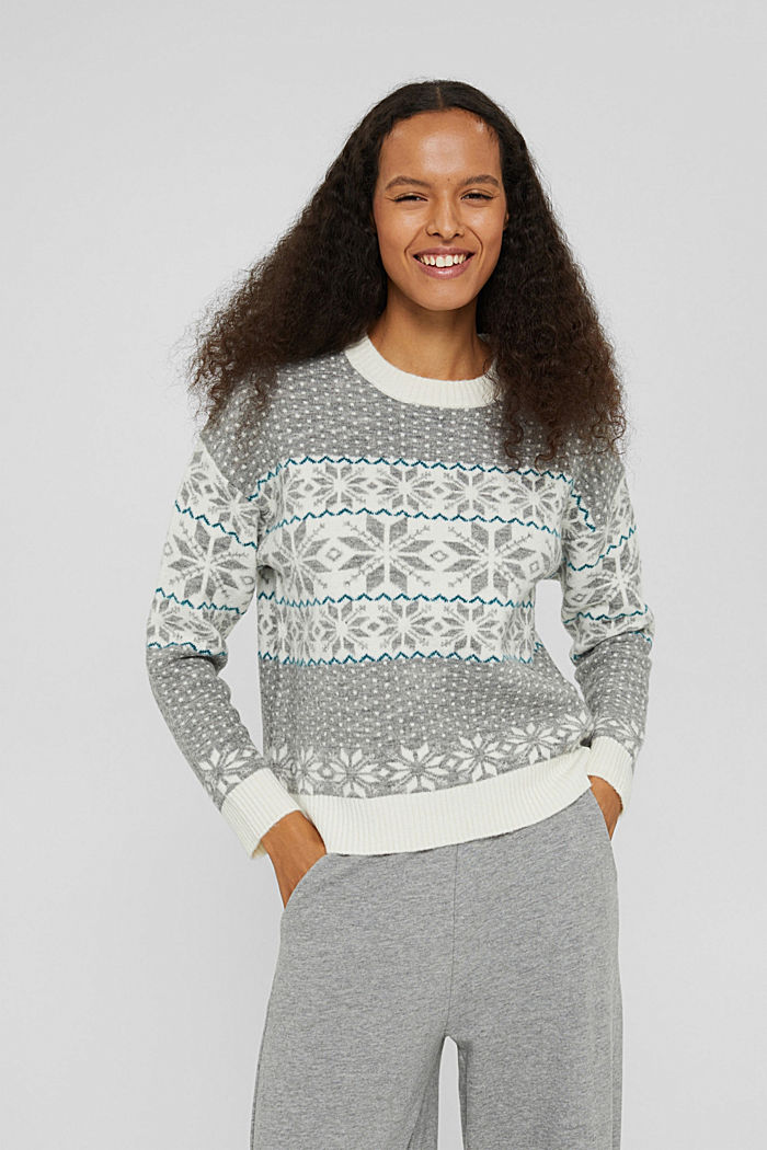 Con lana: Jersey con diseño noruego, GREY, detail image number 5