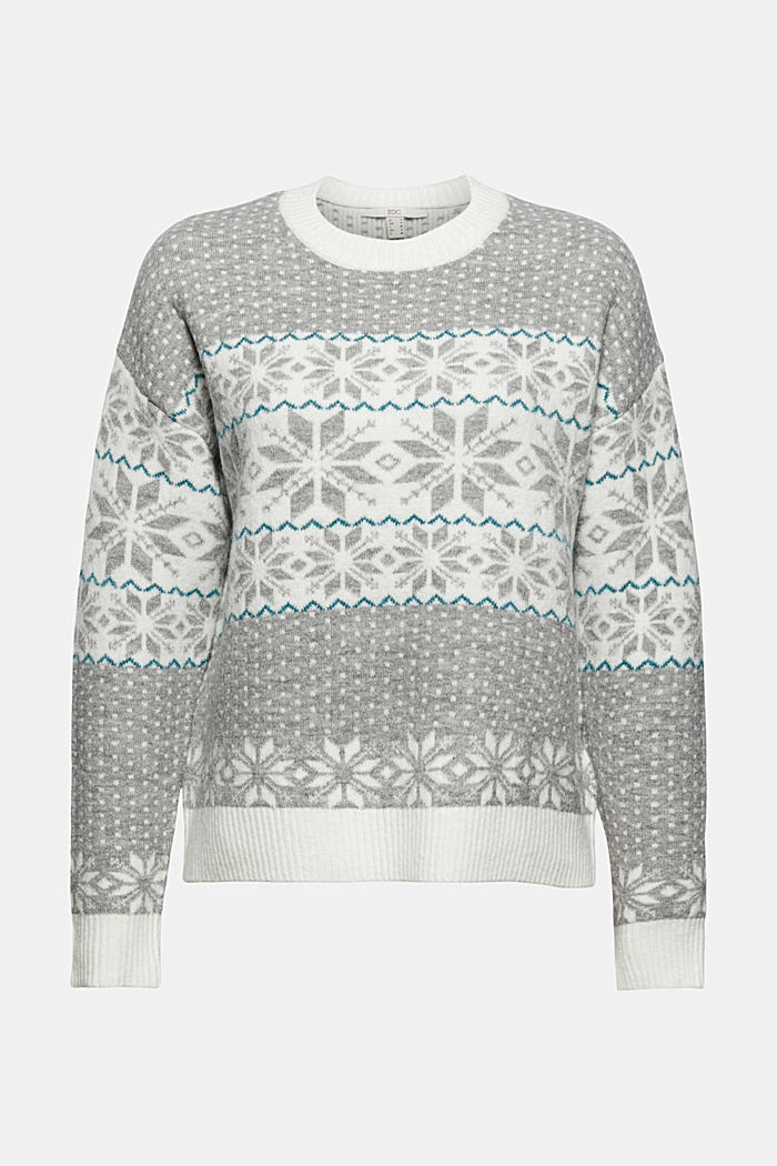 Con lana: Jersey con diseño noruego, GREY, detail image number 8