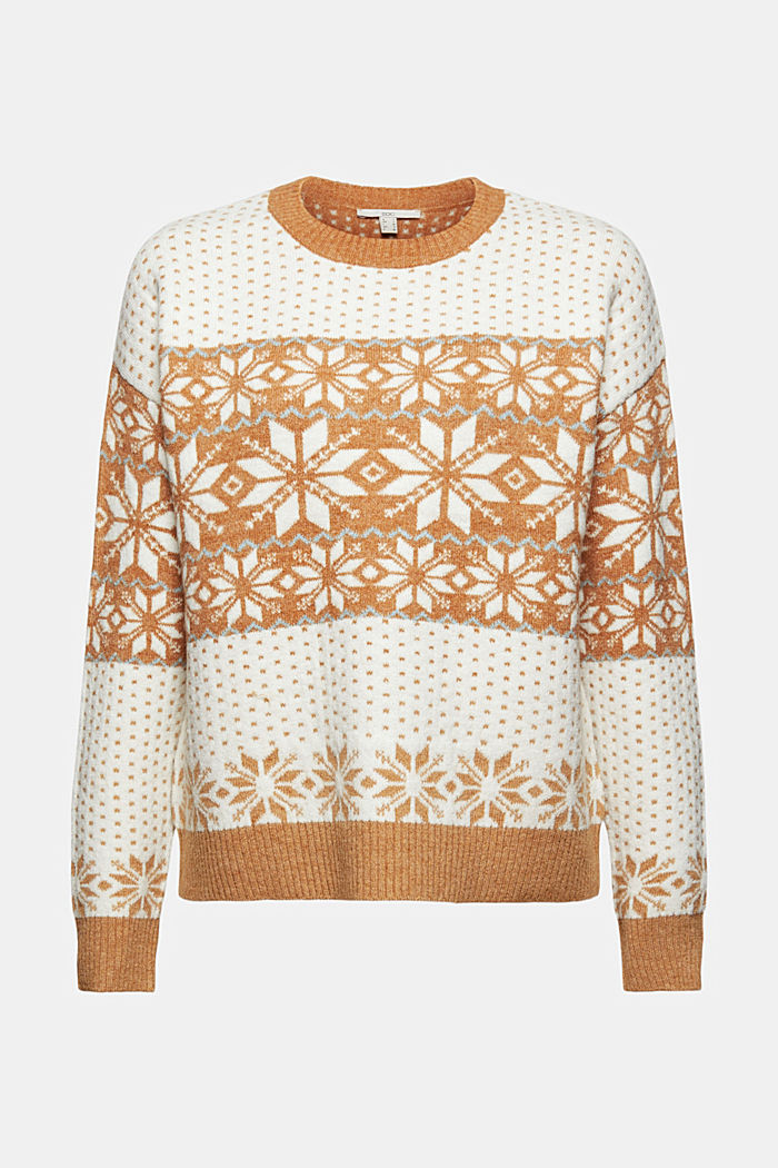 Con lana: Jersey con diseño noruego, OFF WHITE, overview