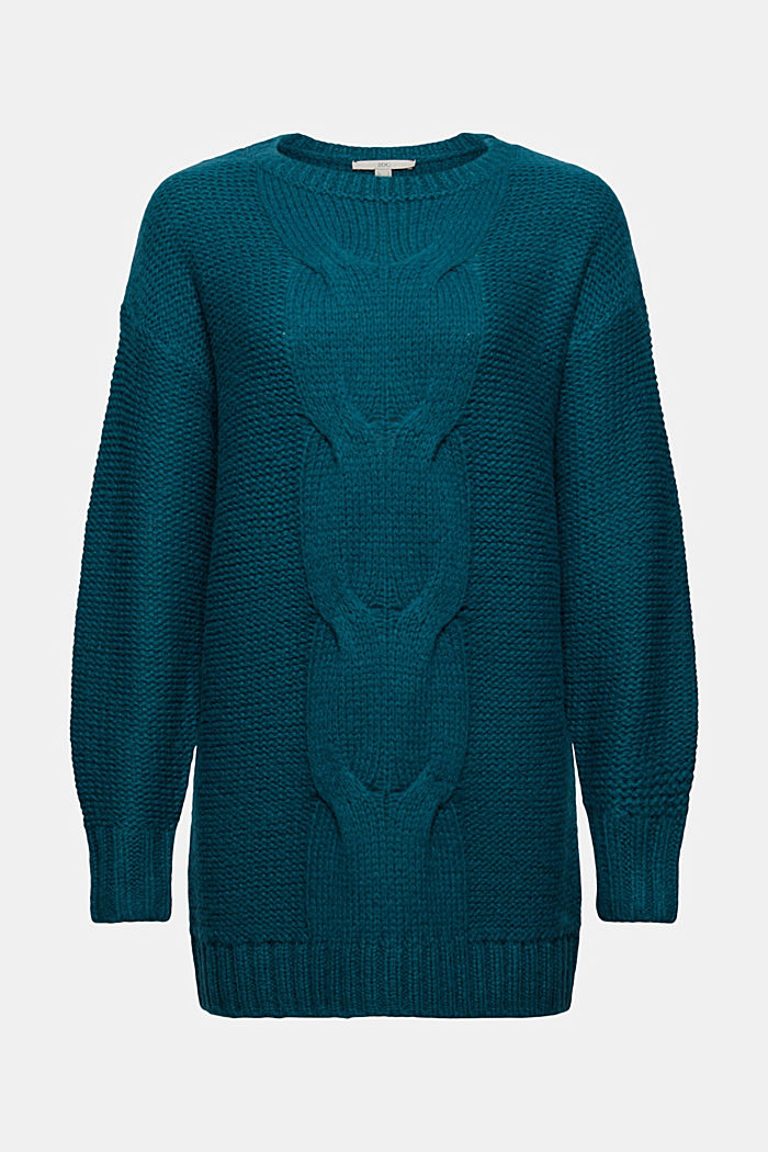 Mit Wolle: Pullover mit Zopfstrickmuster