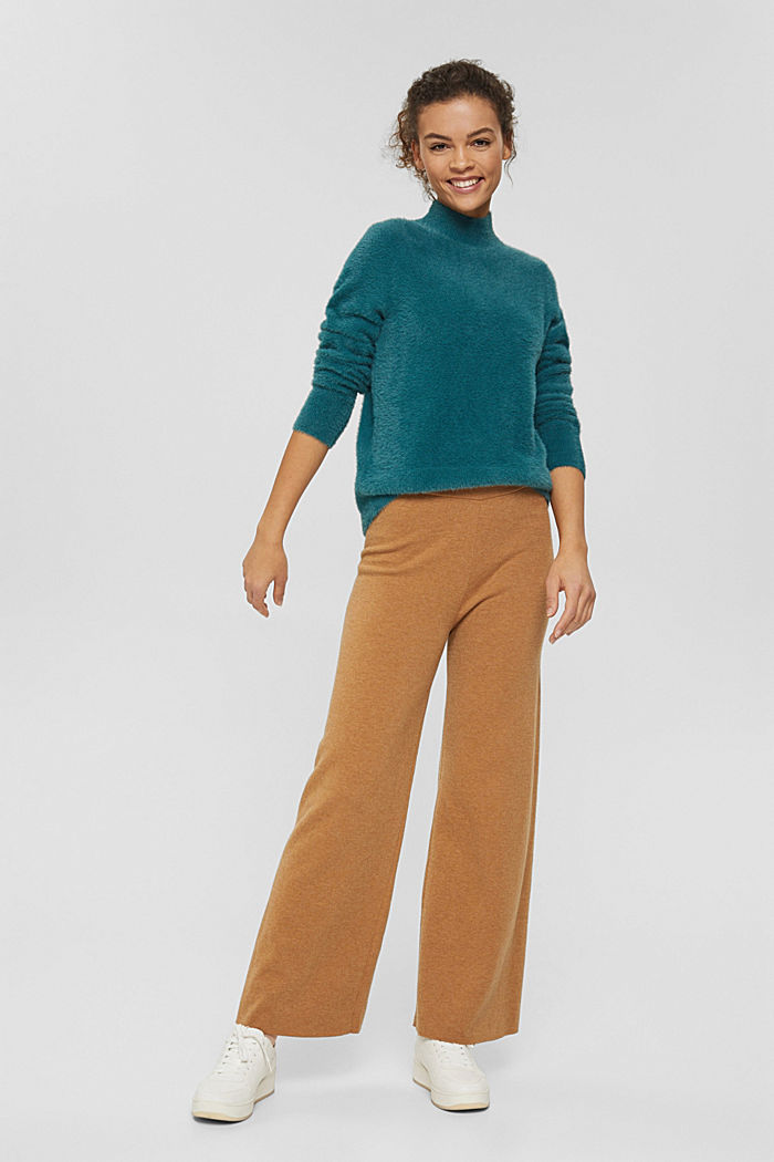Sweter ze stójką, bawełna ekologiczna, EMERALD GREEN, detail image number 5