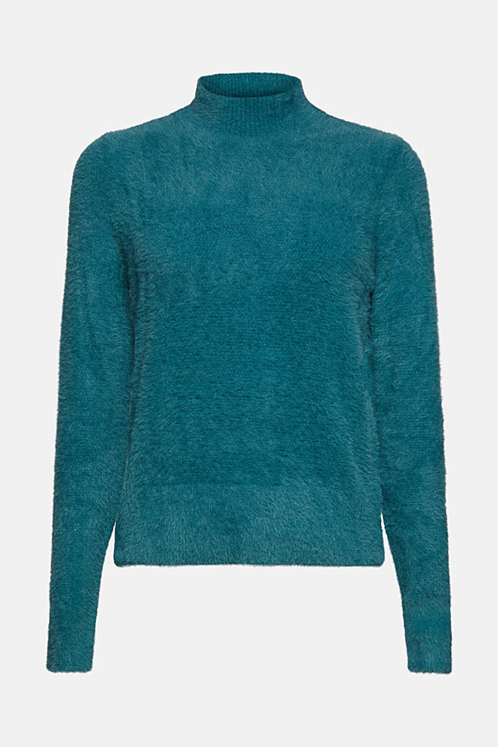 Sweter ze stójką, bawełna ekologiczna, EMERALD GREEN, overview