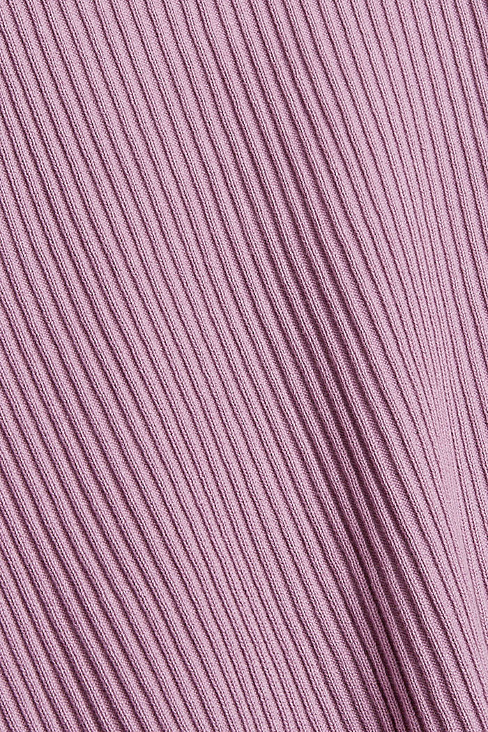 Ribgebreide trui met ballonmouwen, VIOLET, detail image number 4
