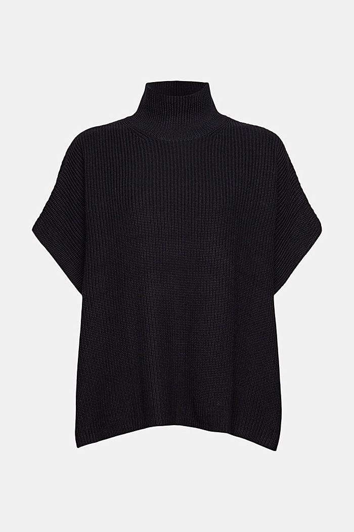 Gebreide trui met korte mouwen, BLACK, overview