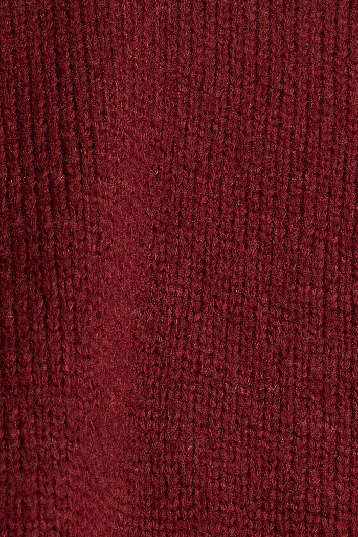 À teneur en laine : cardigan à manches ballon, GARNET RED, detail image number 4