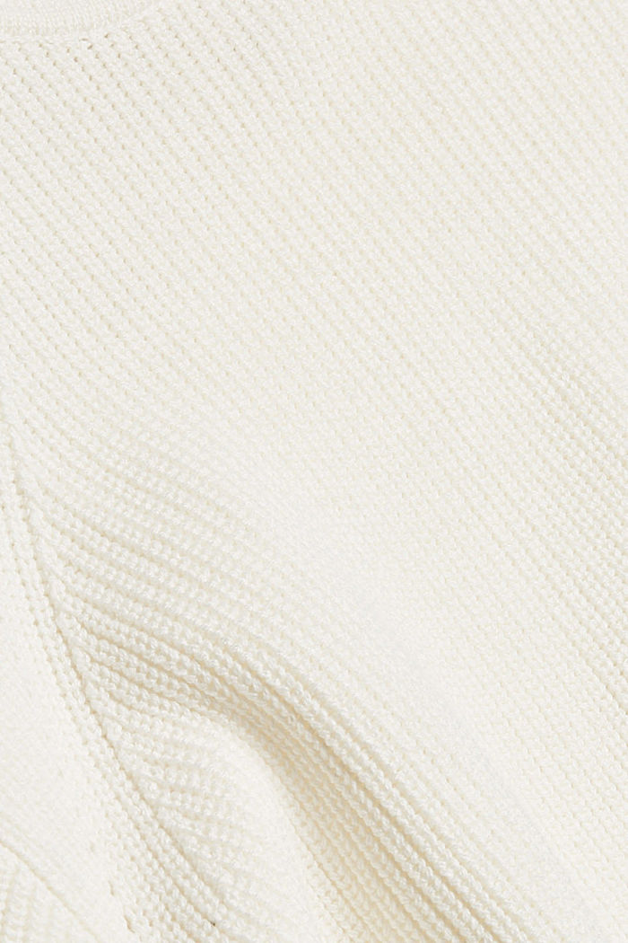 Vajaapituinen neulepusero puuvillasekoitetta, OFF WHITE, detail image number 4