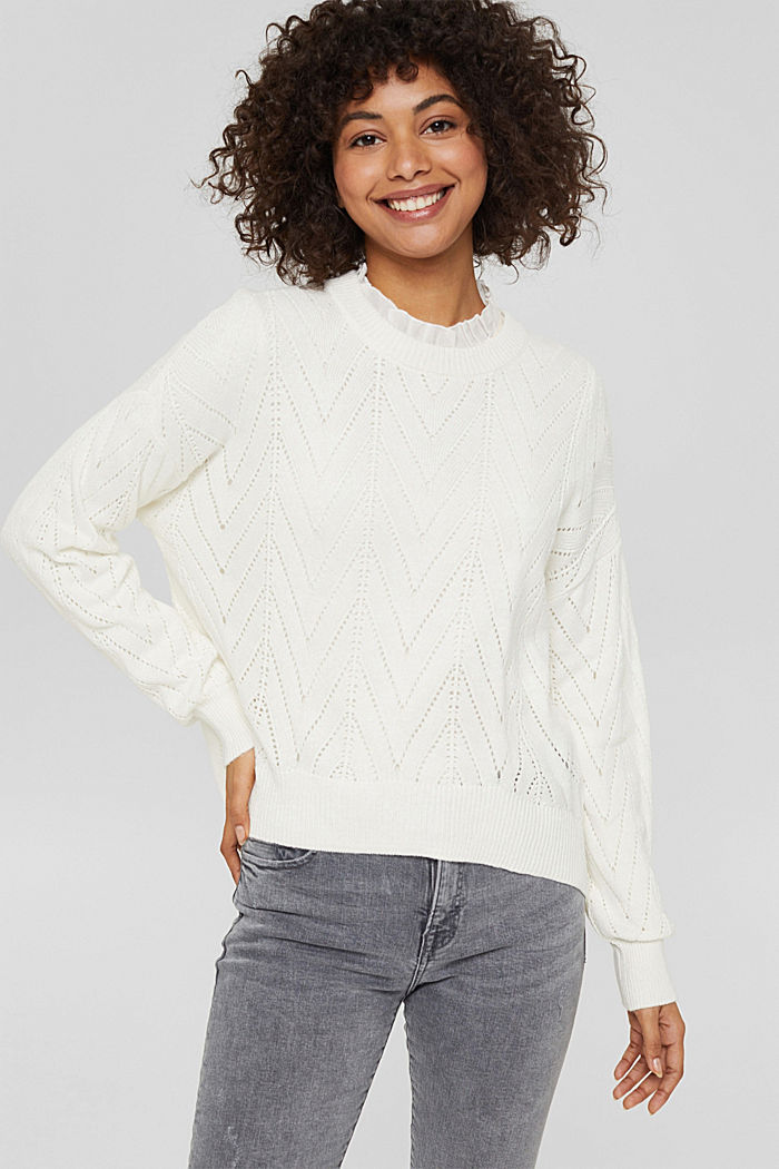 S alpakou: pulovr s dírkovaným vzorem