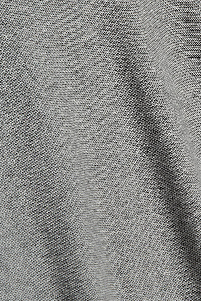 Hienosti pintakuvioitu neulepusero 100% puuvillaa, MEDIUM GREY, detail image number 4
