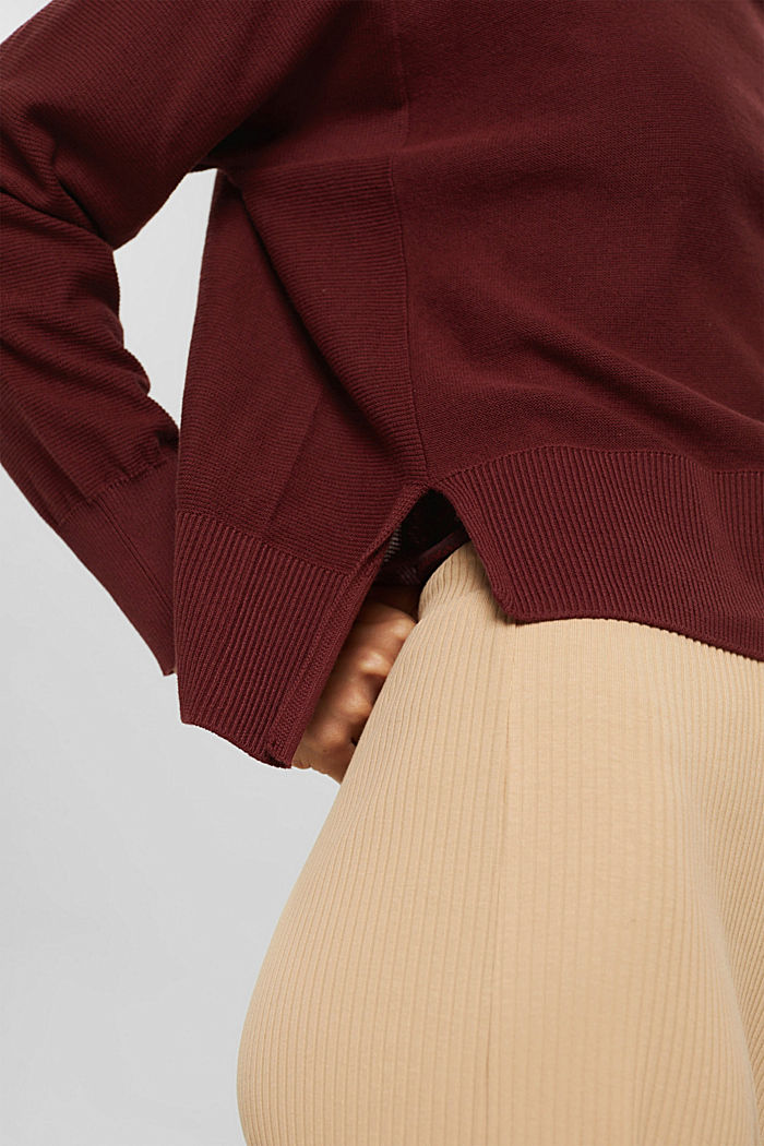 Pull-over finement texturé, 100 % coton, GARNET RED, detail image number 2
