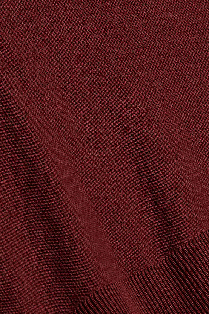 Trui met fijne structuur, 100% katoen, GARNET RED, detail image number 4