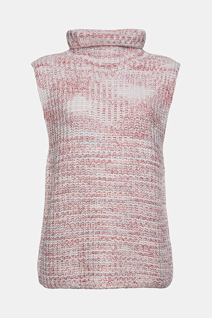 Wool blend: sleeveless jumper with a polo neck collar
