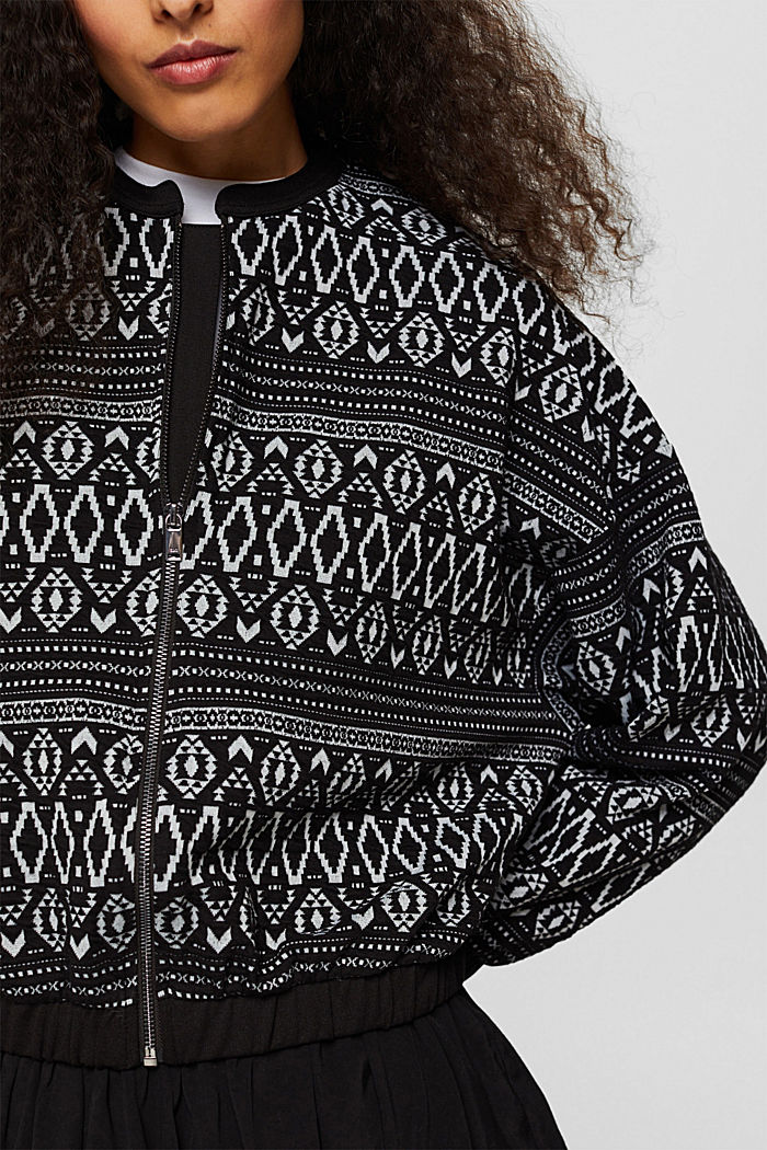 Sweat-shirt zippé à motif norvégien, BLACK, detail image number 2